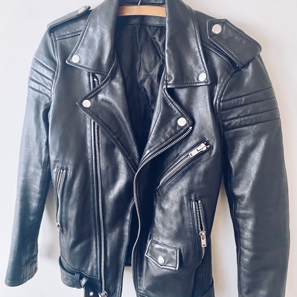 BLK DNM leather jacket no. 8 / xs, 17” ptp, 25” length - Picture 4 of 8